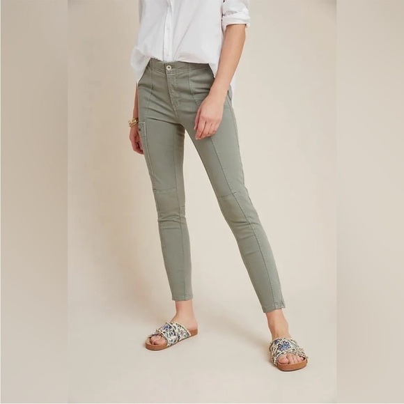 By Anthropologie Jefferson Moto Cargo Pants in a Light Green - Picture 1 of 9